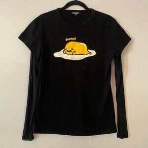 Dolls Kill Hello Kitty Friends Black Doomed Egg Long Sleeve Sheer Sleeve Small